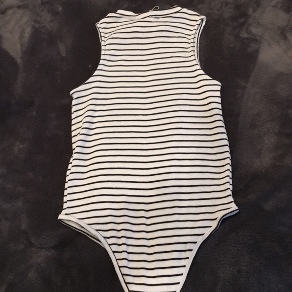 Moral Fiber Black + White Stripe Bodysuit - Picture 5 of 5